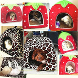 Soft Warm Lovely Kennel Strawberry Pet Dog Cat Bed House Doggy Cushion Basket